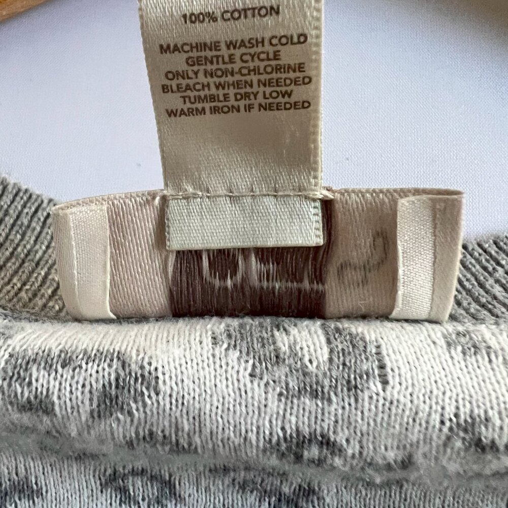 Ann Taylor Loft Gray and White Leopard Print 100% Cotton Sweater Size S - Picture 4 of 4